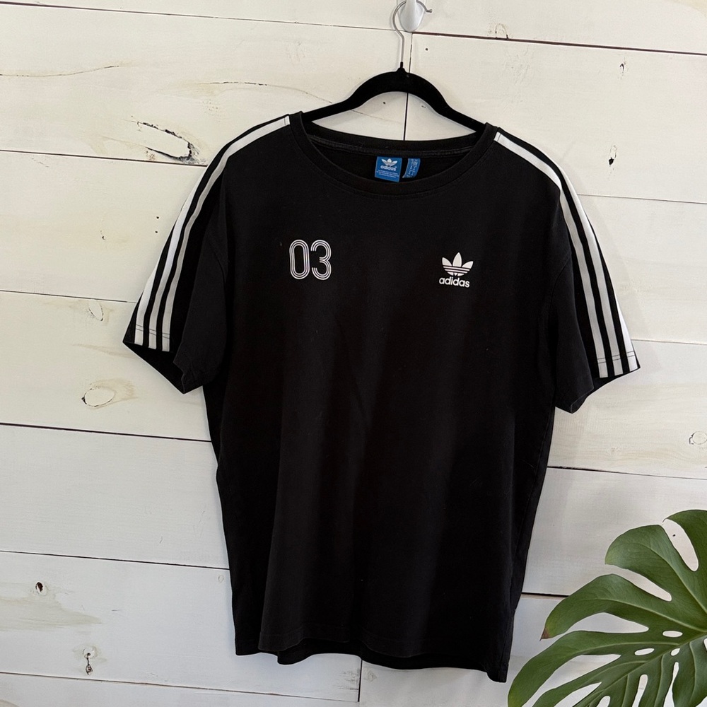 adidas Originals heavyweight Black Tee with White Stripes